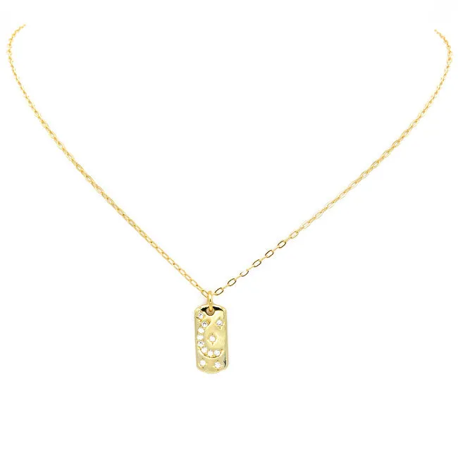 Gold Cubic Zirconia Moon Pendant Necklace