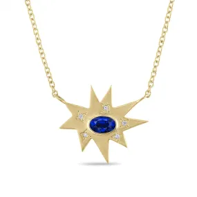 Gold Midi KAPOW! Necklace: Blue Sapphire