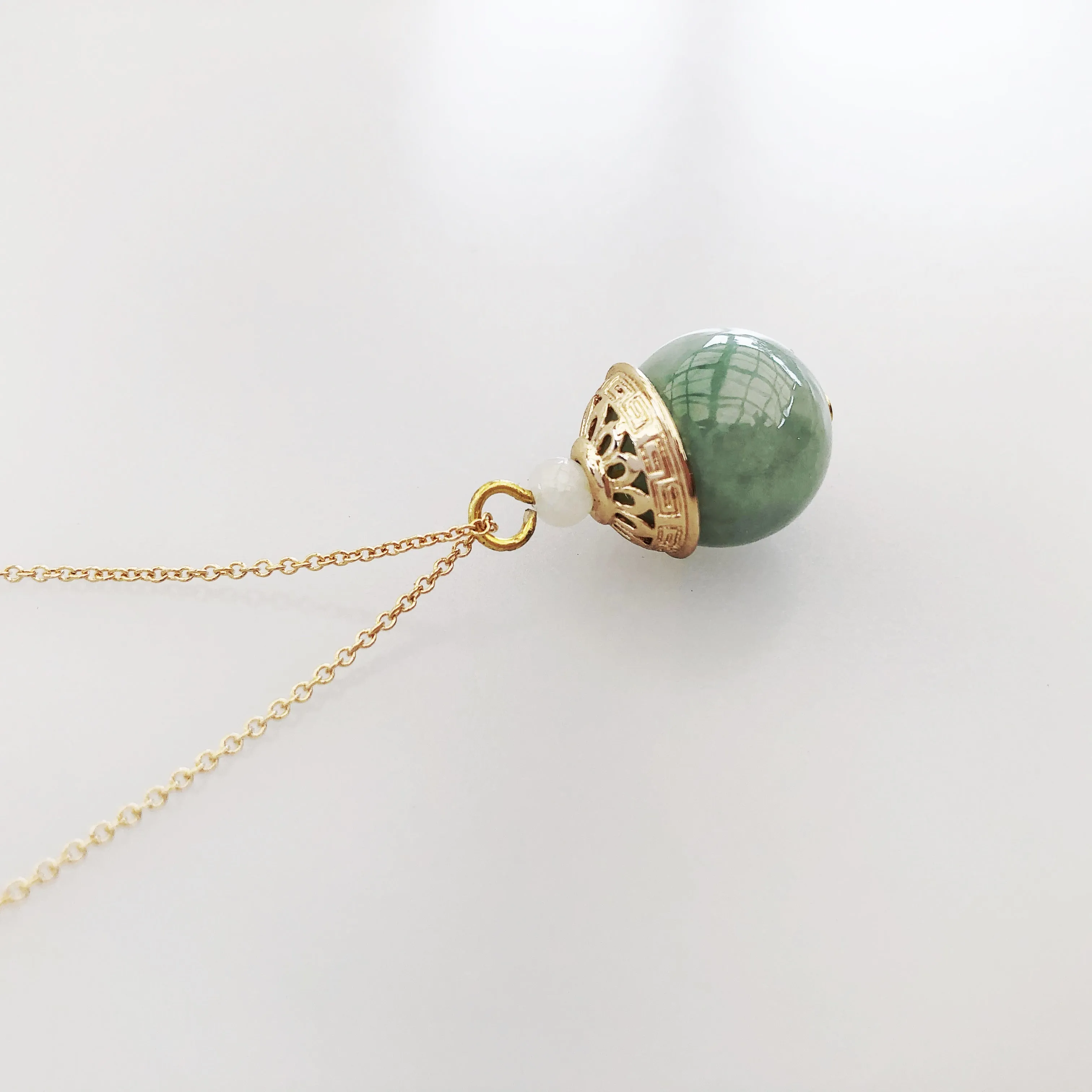 Gold Mint Jadeite Necklace