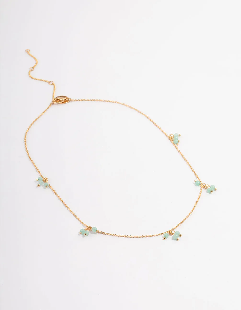 Gold Plated Jade Cluster Fine Necklace