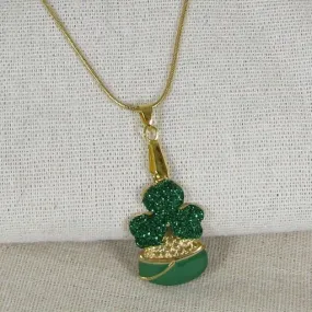 Green Clover Pendant Necklace