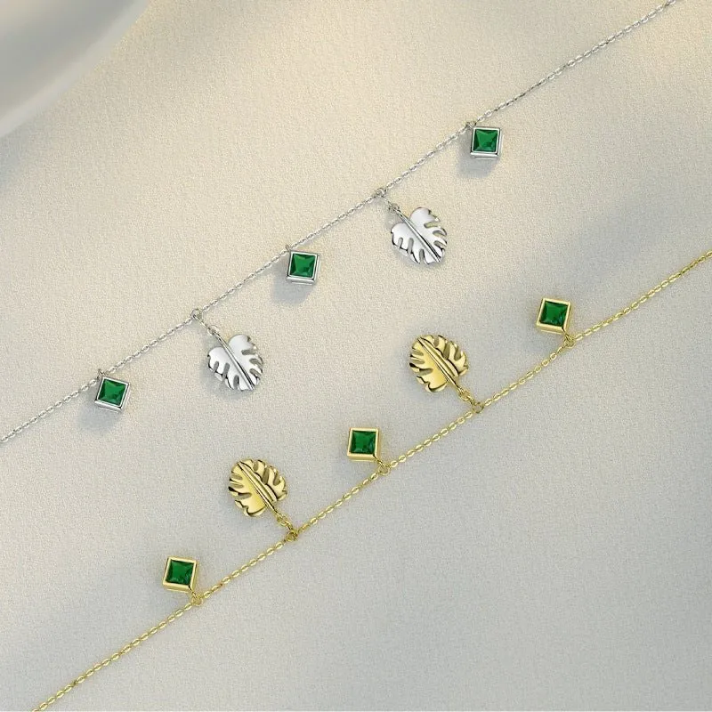 Green Emerald Necklace-Gold Vermeil