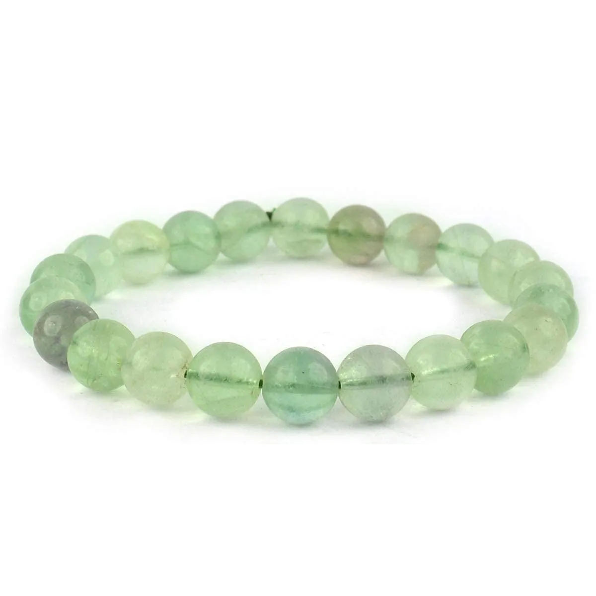 Green Fluorite Bracelet Natural Crystal Healing Bracelet Gemstone Jewellery Beaded Stone Bracelet for Men & Women, Bead Size 6 mm