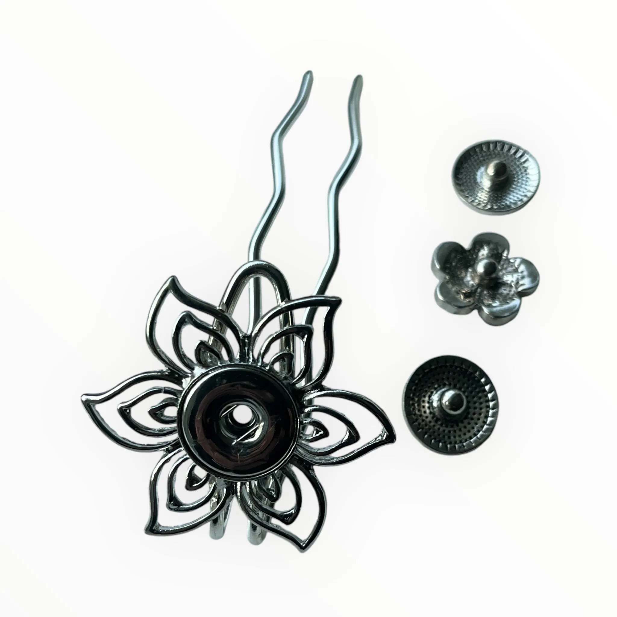 Hairpin Flower incl. 3 gratis buttons naar keuze