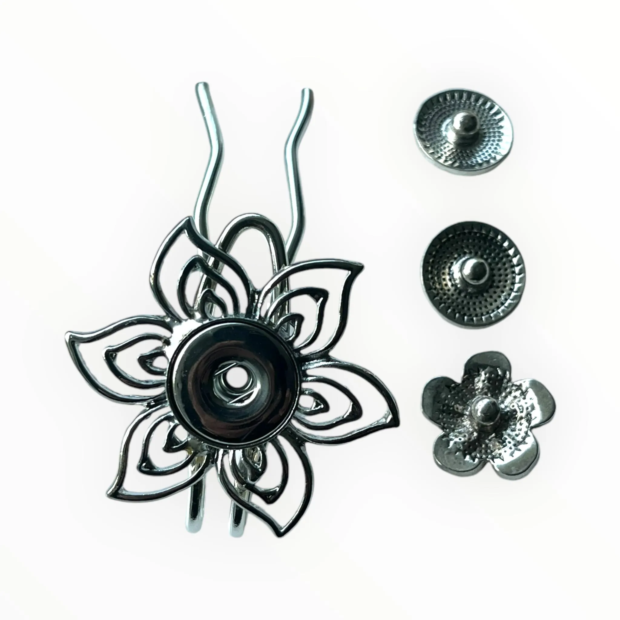 Hairpin Flower incl. 3 gratis buttons naar keuze