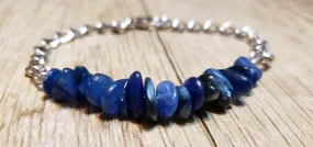 Hand Crafted All Natural Kyanite Gemstone & Chain Adjustable to 7" Bracelet with Lobster Claw Clasp