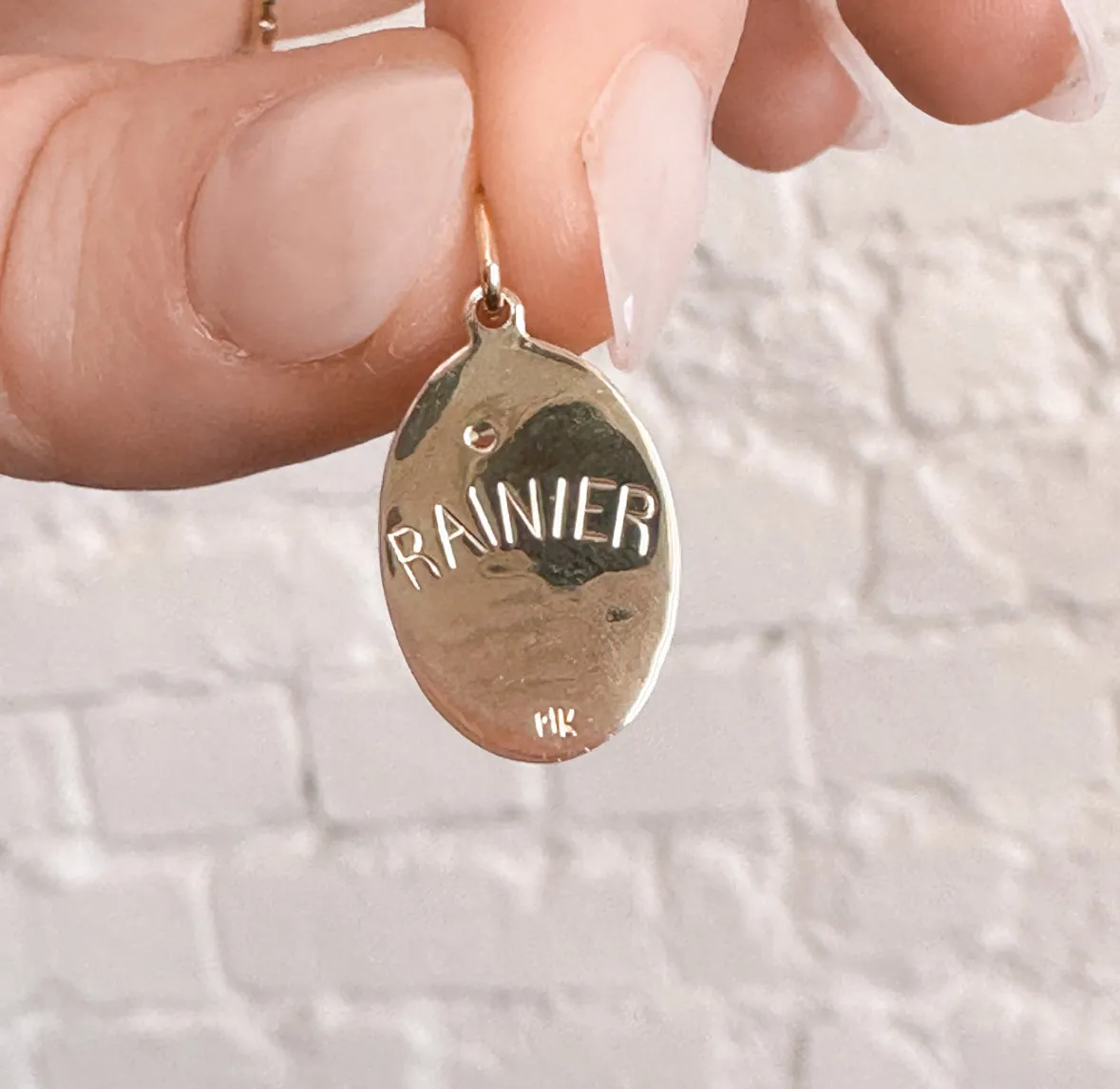 Hand Engraved Mountain   Compass Charms with Montana Sapphires for Necklace