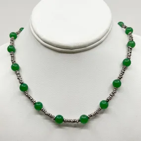 Hand Made Sterling silver 8mm jade necklace