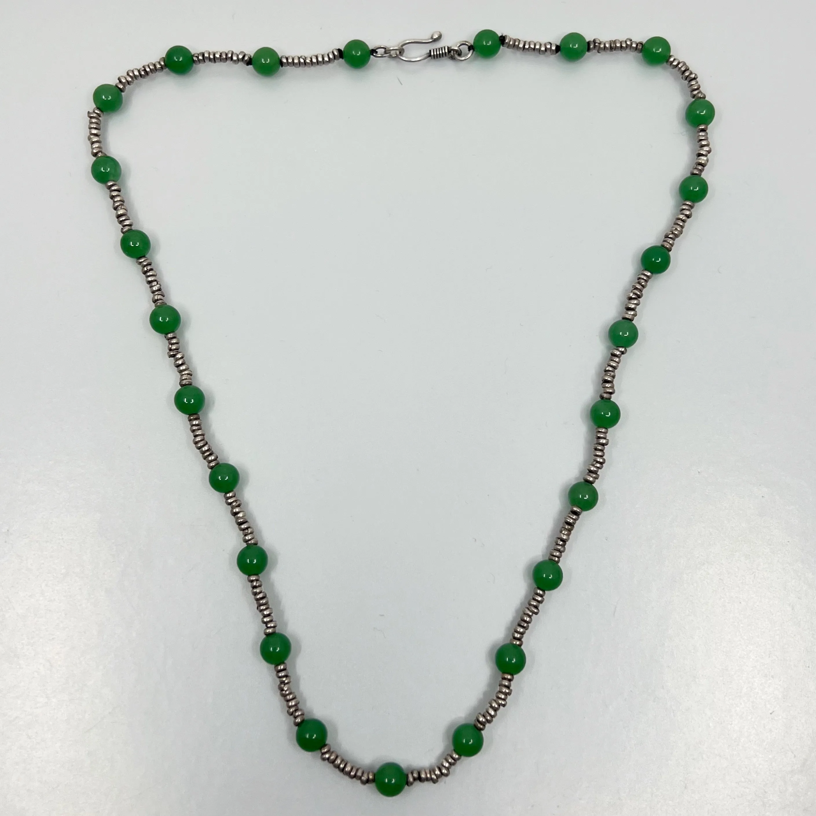 Hand Made Sterling silver 8mm jade necklace