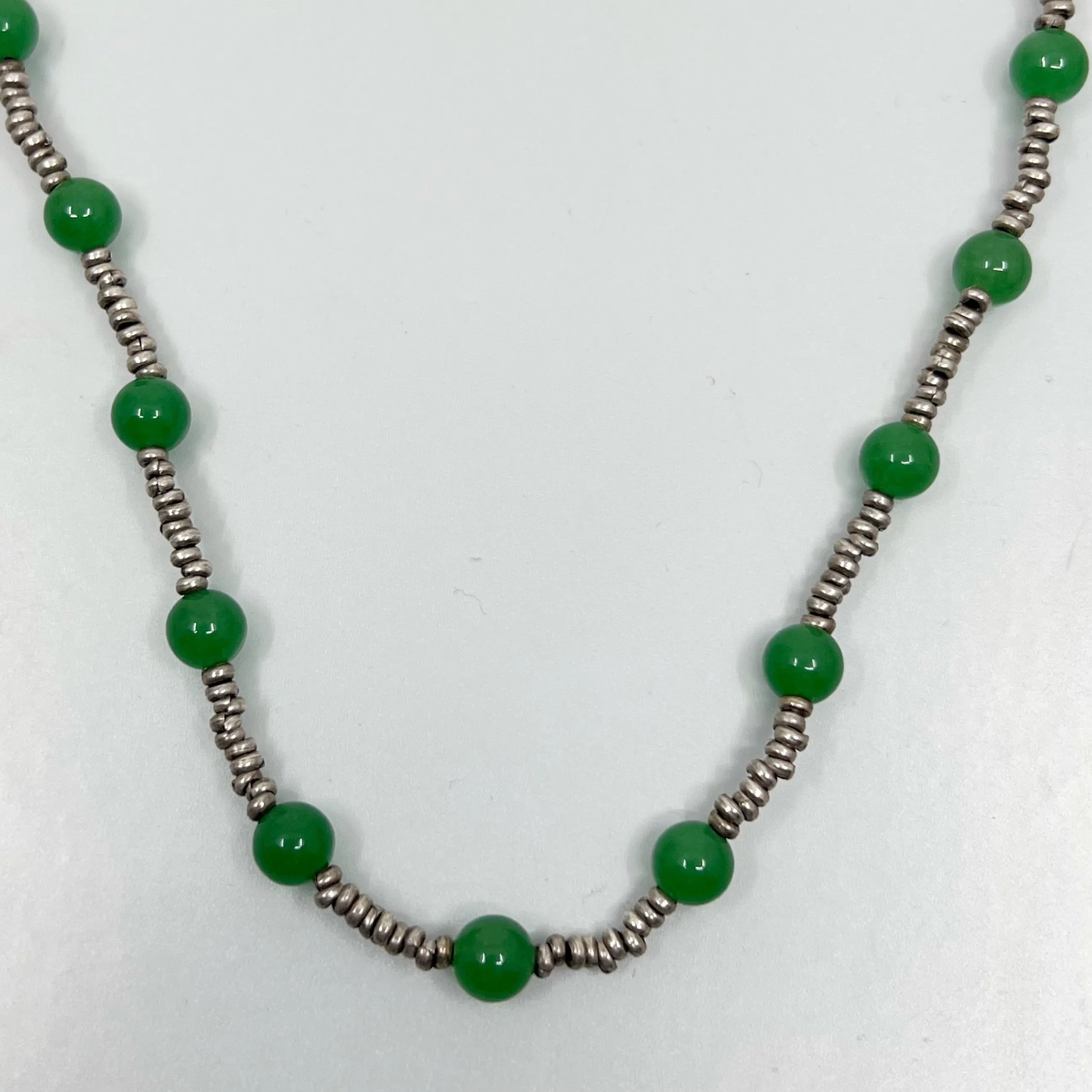 Hand Made Sterling silver 8mm jade necklace