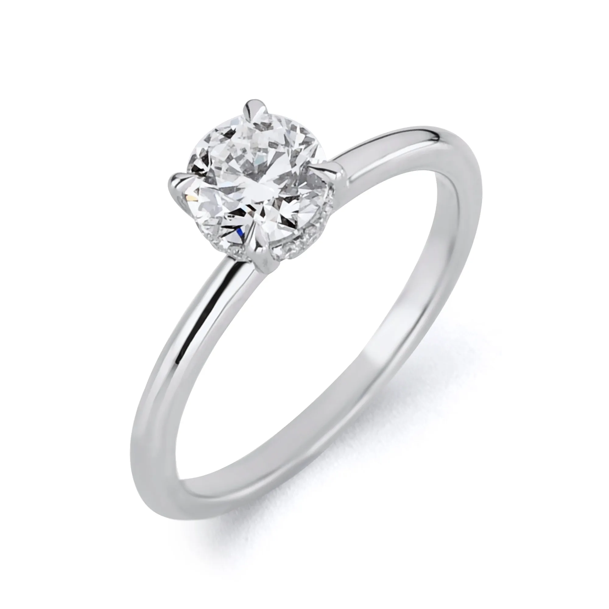 Hidden Halo Round Center Diamond Ring