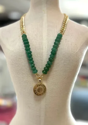 Jade and Astrology Pendant Necklace