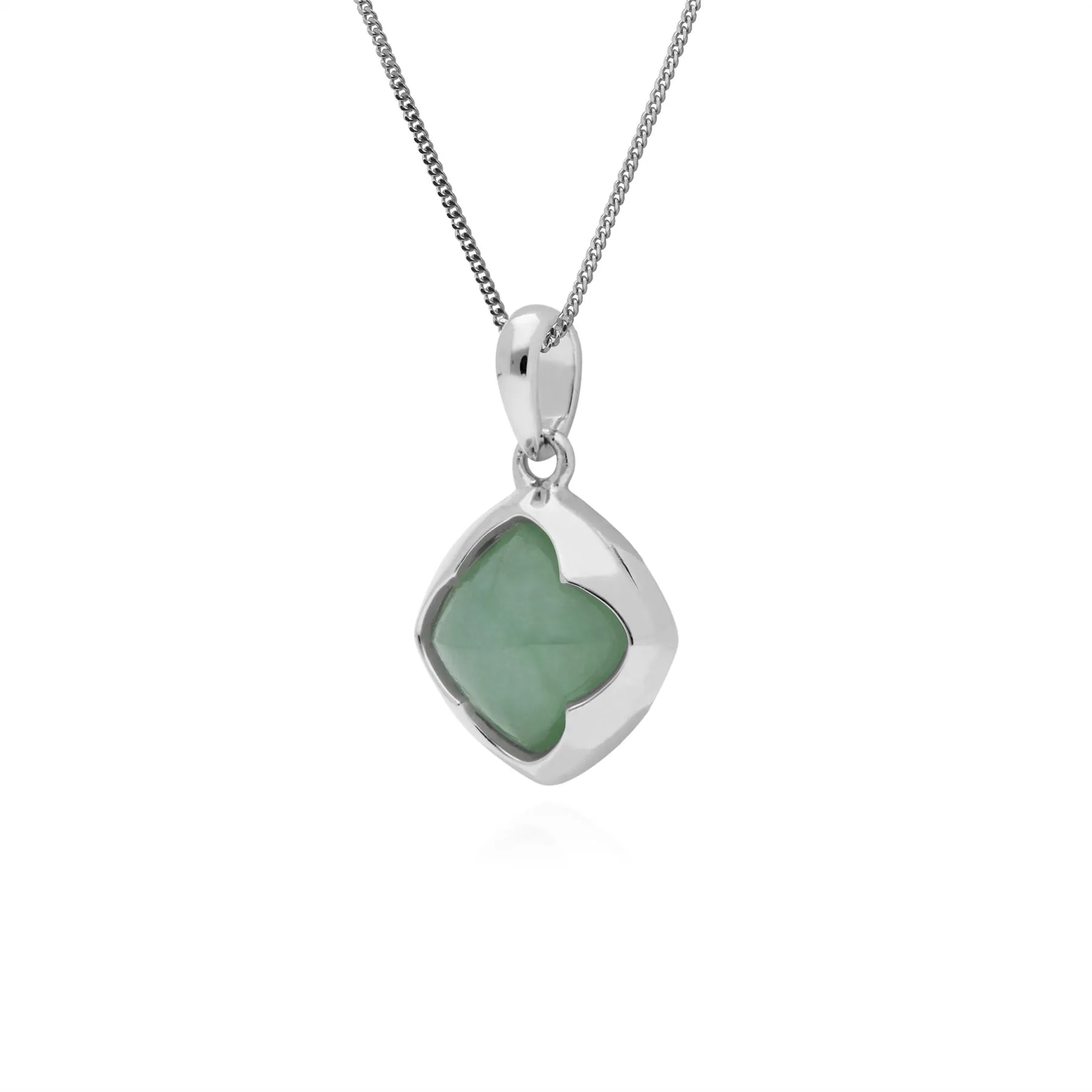 Jade Anhänger, Sterlingsilber Kissen Zuckerleib Jade Anhänger auf 45cm Kette