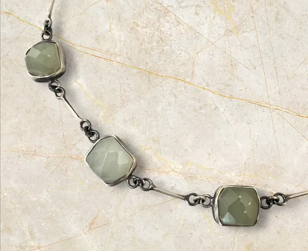 Jade Necklace bezel set in Sterling Silver