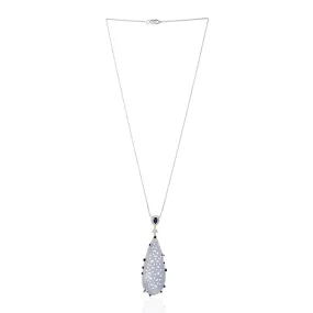 Jade Sapphire Diamond Pendant 18k White Gold Chain Necklace On Sale