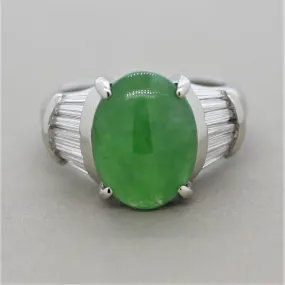 Jadeite Jade Diamond Platinum Ring