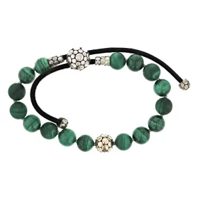 John Hardy Sterling Silver and 18K Malachite Bead Bracelet