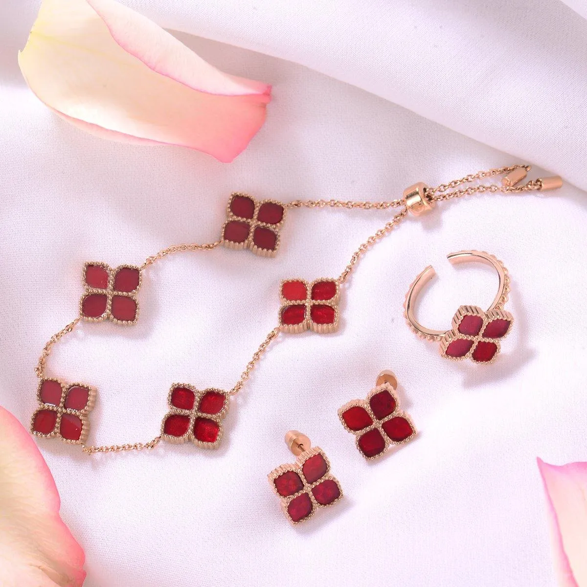 Joory / Choker Red Rose Gold Set