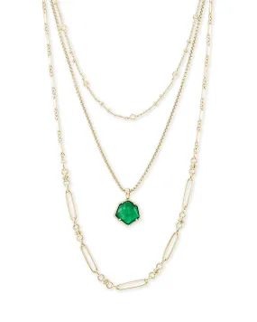 Kendra Scott Vanessa Multi Strand Necklace - Gold Jade Green Illusion