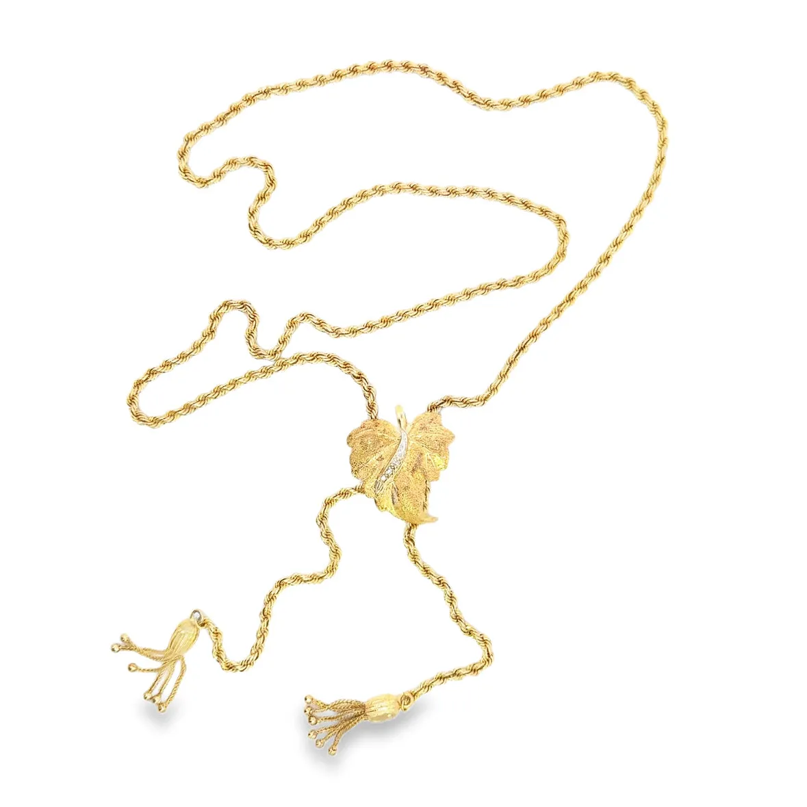 Kirkland Jewelry Estate | 14K Yellow Gold Leaf Tassel Necklace