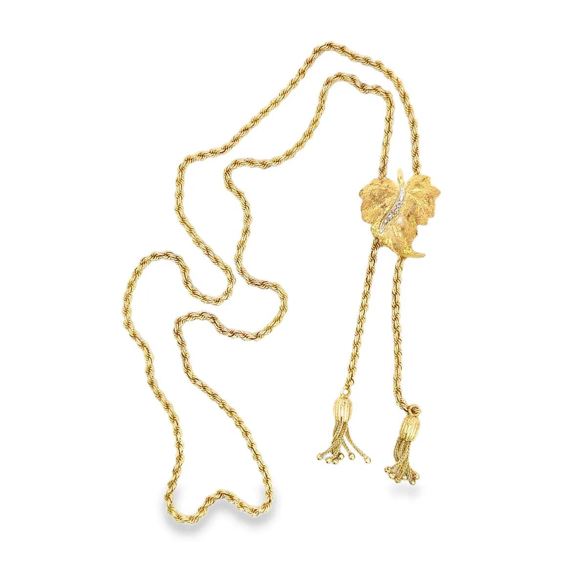 Kirkland Jewelry Estate | 14K Yellow Gold Leaf Tassel Necklace