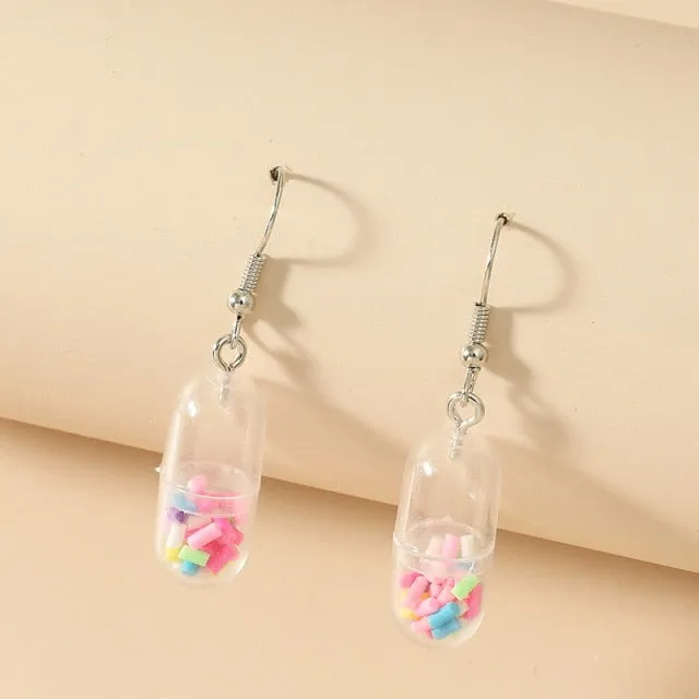 Korean Lovely Fruit Tea Cup Earrings Creative Funny Crystal Kiwi Tea Cup Cute Fun Earring Ear Jewelry personality Gift серьги