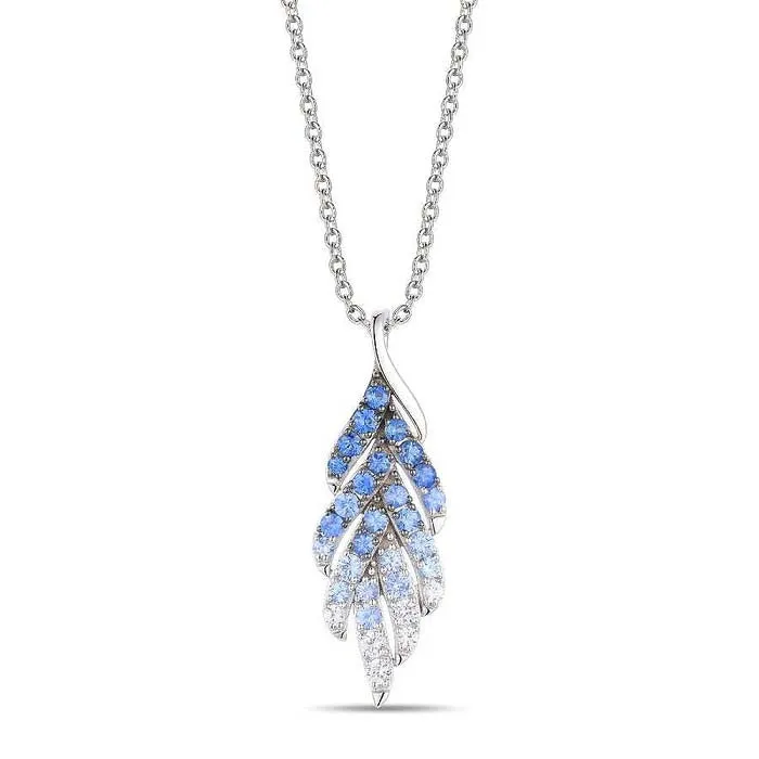 Le Vian Leaf Pendant featuring Denim Ombré Sapphires in 14K Vanilla Gold