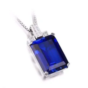 Legacy 9CT Emerald Cut Simulated Russian Sapphire IOBI Precious Gems Pendant