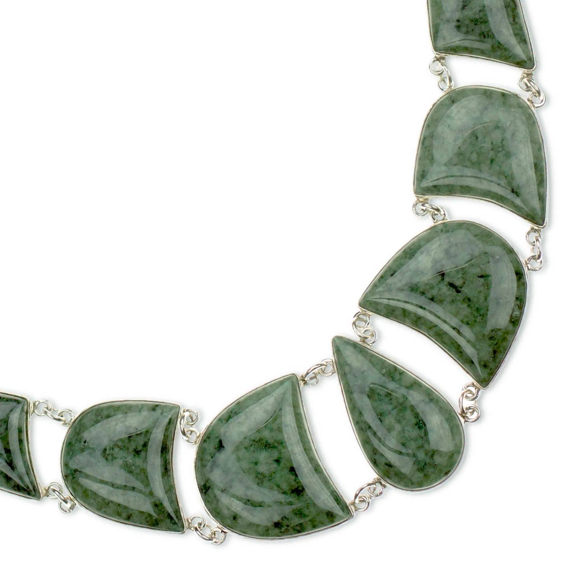 Light Green Uniqueness Artisan Crafted Jade Jewelry in a Sterling Silver Necklace