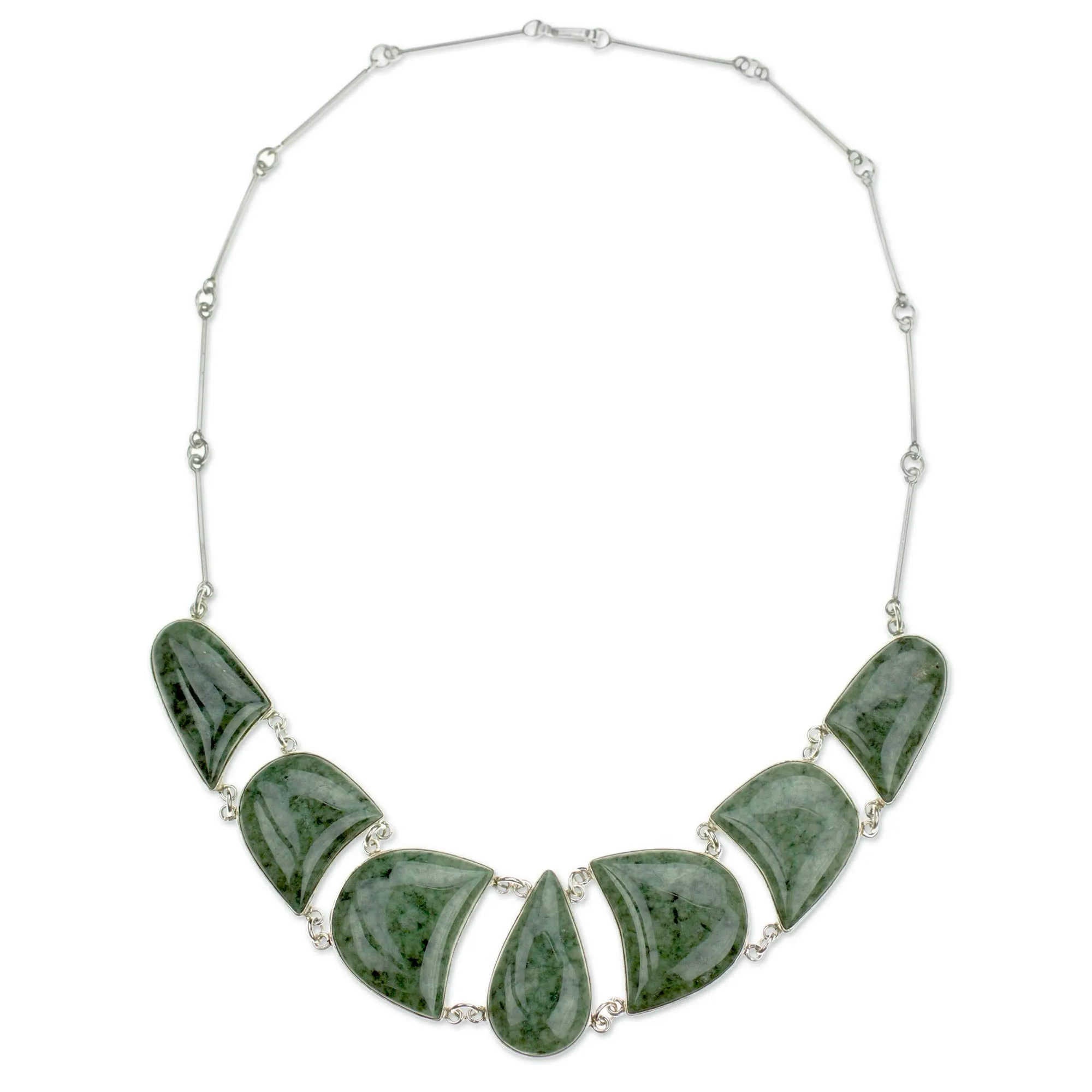 Light Green Uniqueness Artisan Crafted Jade Jewelry in a Sterling Silver Necklace