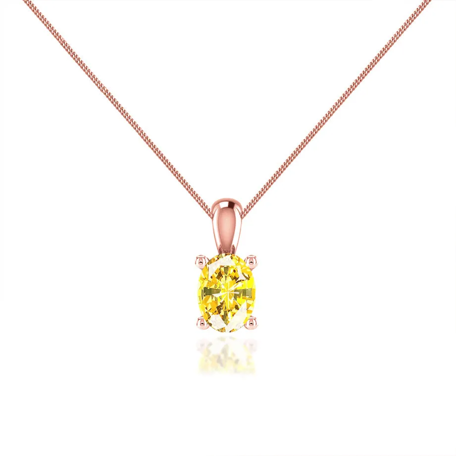 LILA - Oval Yellow Sapphire 4 Claw Drop Pendant 18k Rose Gold