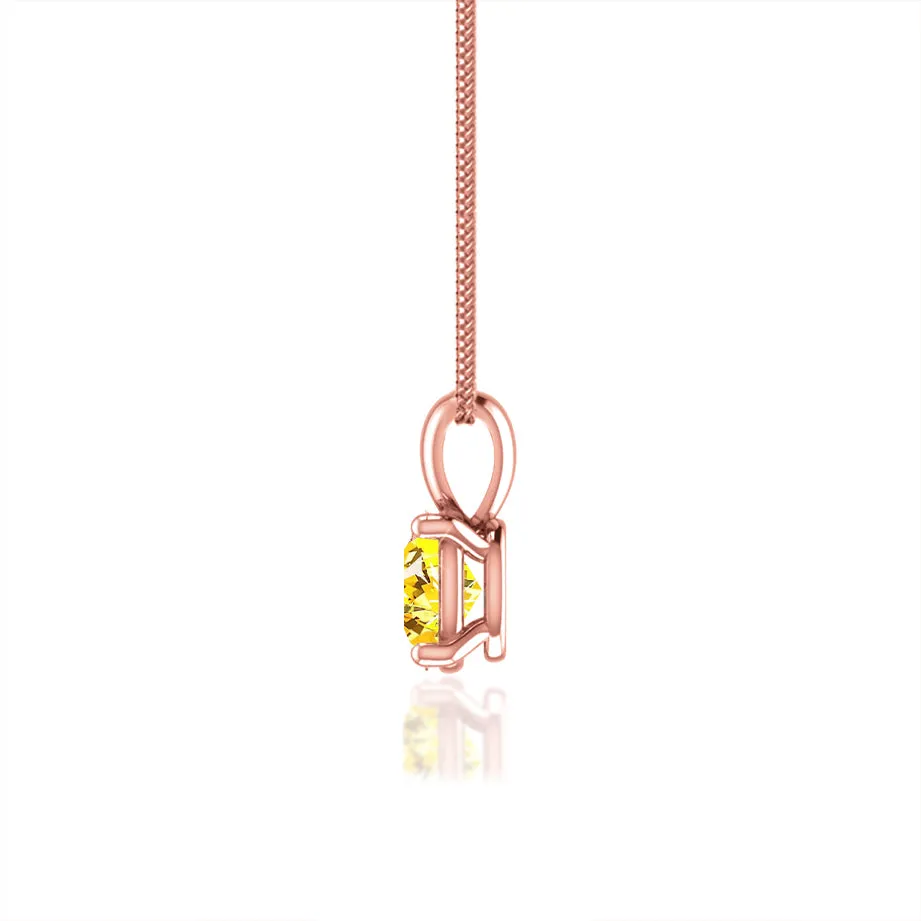 LILA - Oval Yellow Sapphire 4 Claw Drop Pendant 18k Rose Gold