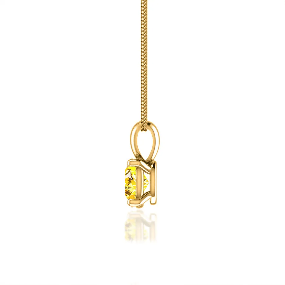 LILA - Oval Yellow Sapphire 4 Claw Drop Pendant 18k Yellow Gold