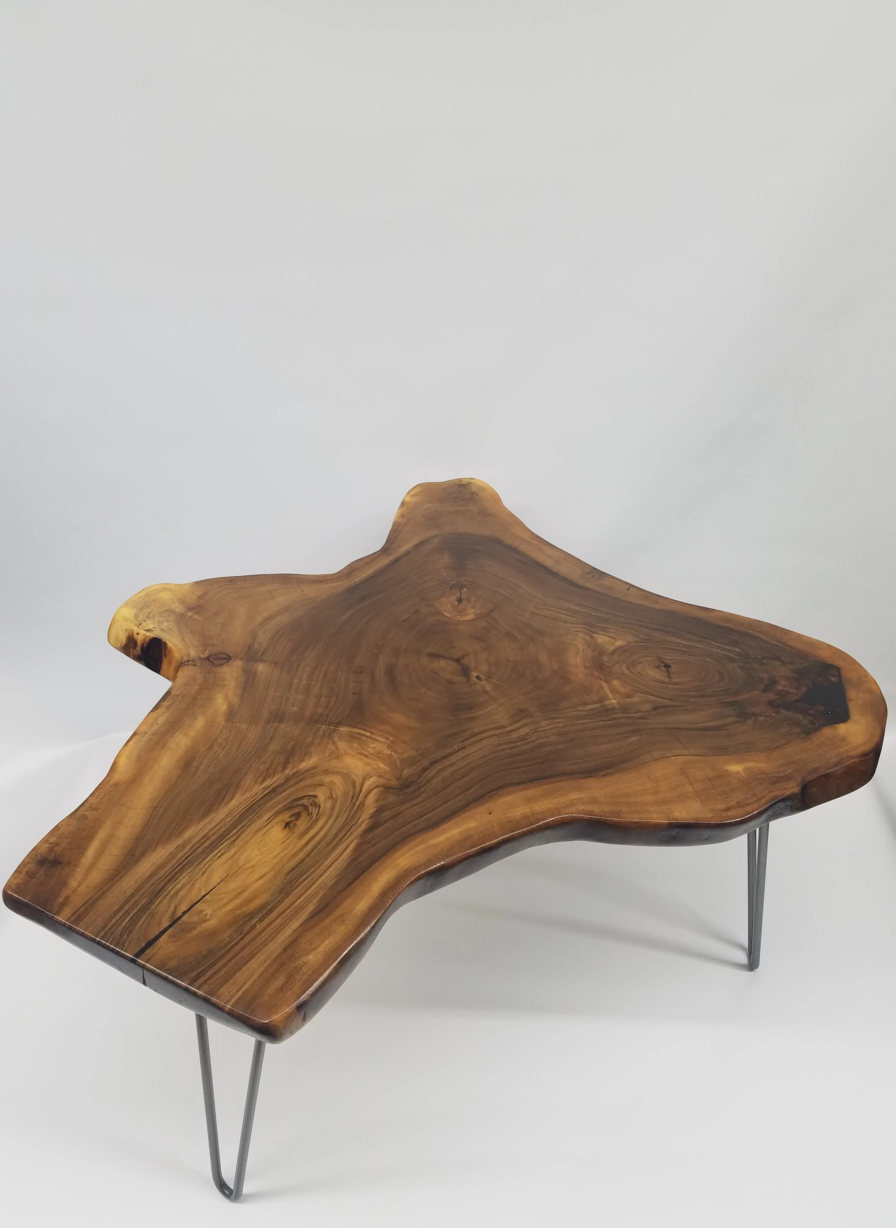 Live Edge Coffee Table- English Walnut- Tree Slice- Organic Shape- Natural Wood- Round Table- Mid Century- Modern- Rustic- Dark Wood- Cool