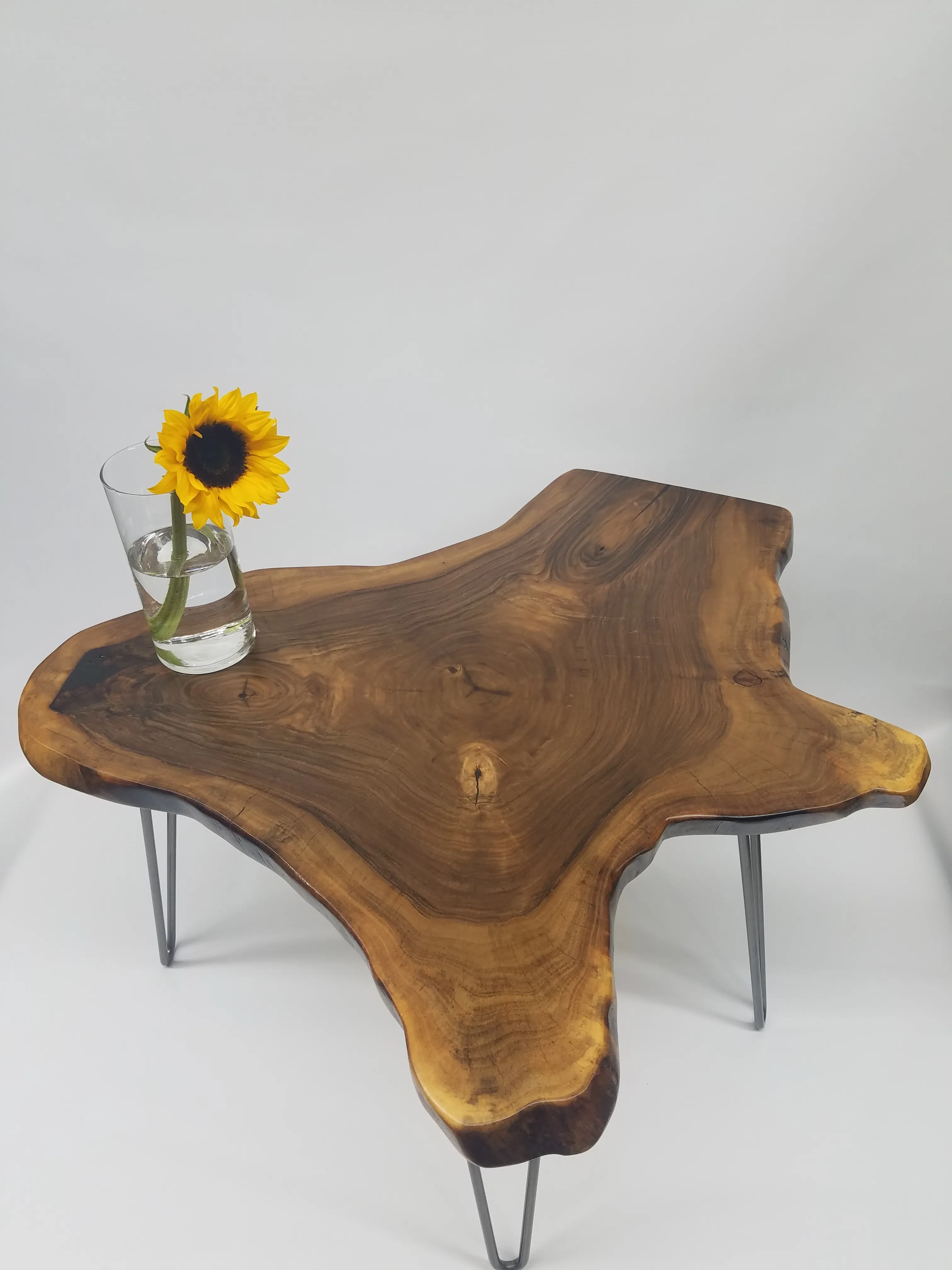 Live Edge Coffee Table- English Walnut- Tree Slice- Organic Shape- Natural Wood- Round Table- Mid Century- Modern- Rustic- Dark Wood- Cool