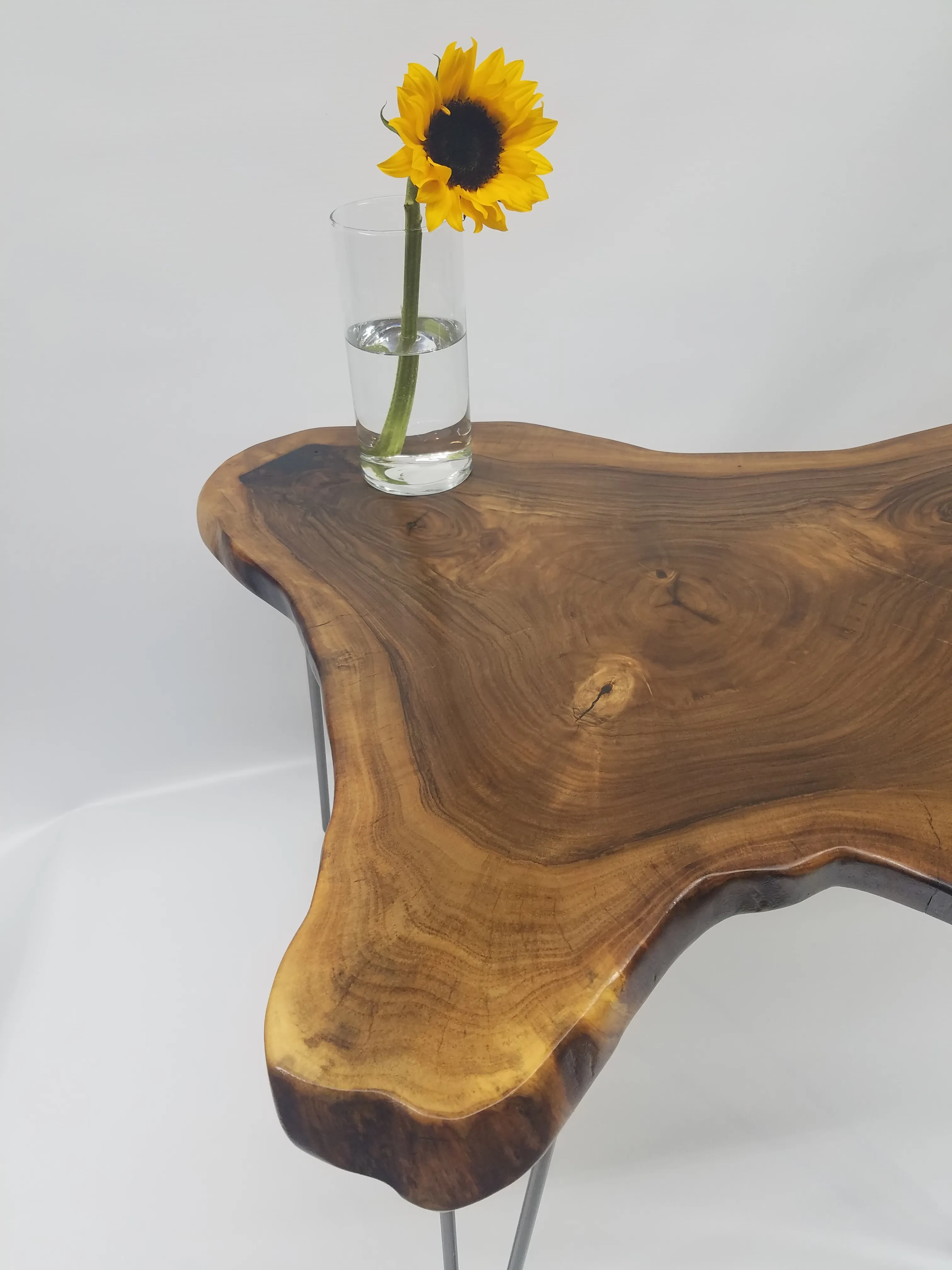 Live Edge Coffee Table- English Walnut- Tree Slice- Organic Shape- Natural Wood- Round Table- Mid Century- Modern- Rustic- Dark Wood- Cool