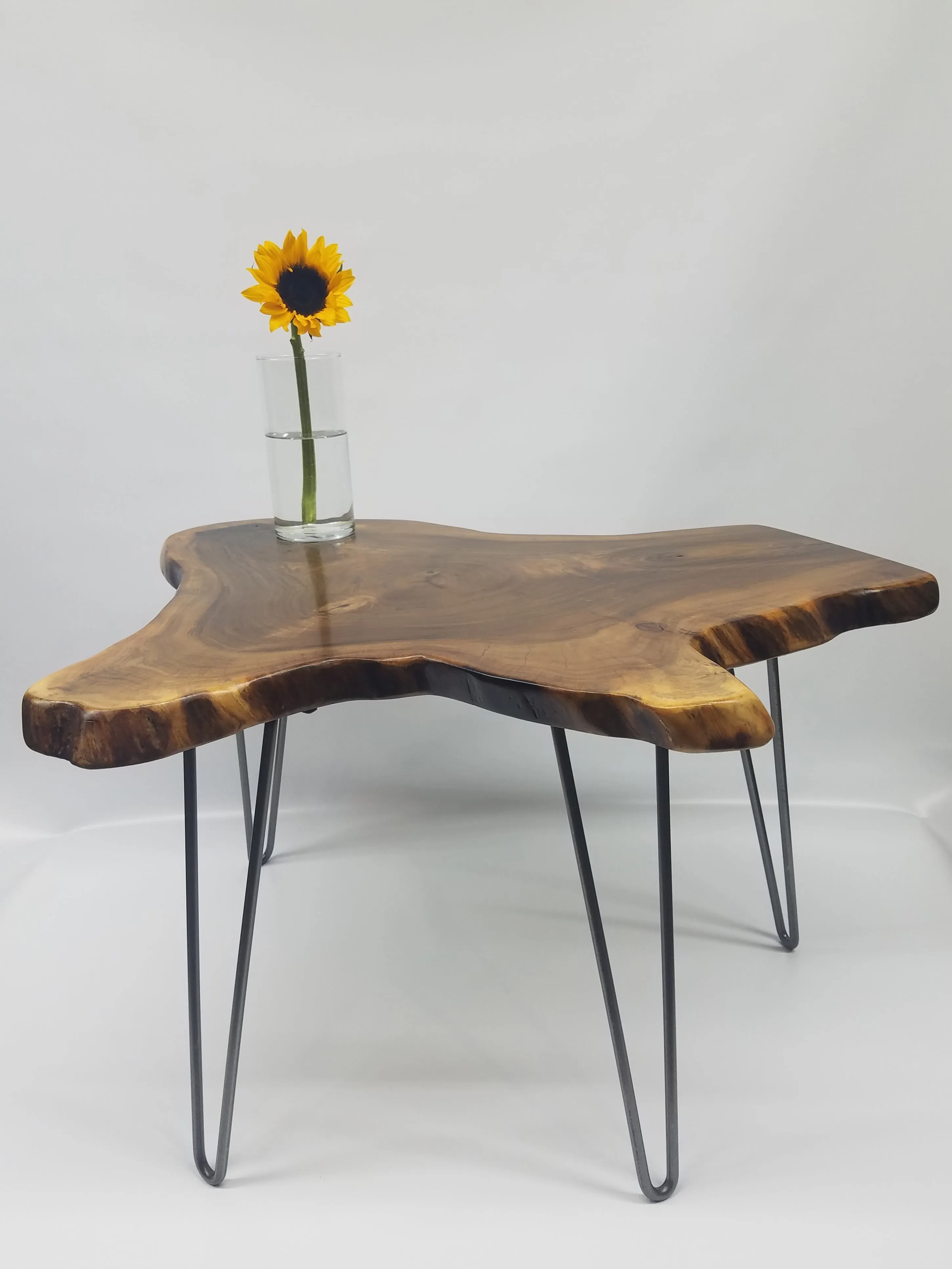 Live Edge Coffee Table- English Walnut- Tree Slice- Organic Shape- Natural Wood- Round Table- Mid Century- Modern- Rustic- Dark Wood- Cool