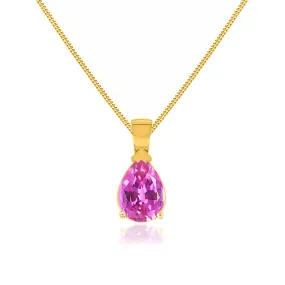 LUCINDA - Pear Pink Sapphire 3 Claw Pendant 18k Yellow Gold