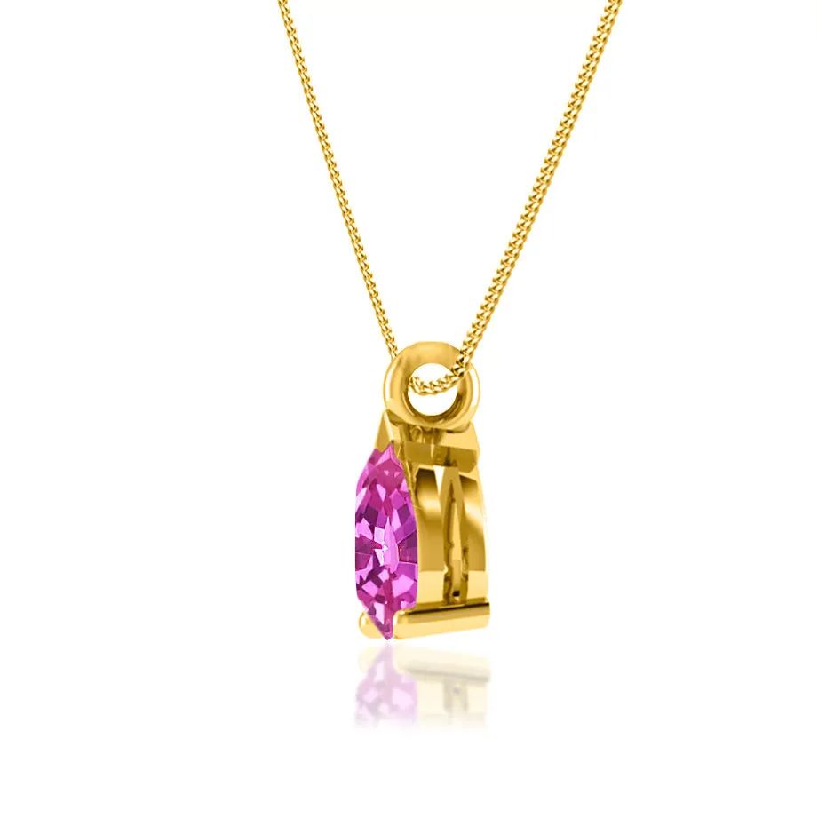 LUCINDA - Pear Pink Sapphire 3 Claw Pendant 18k Yellow Gold