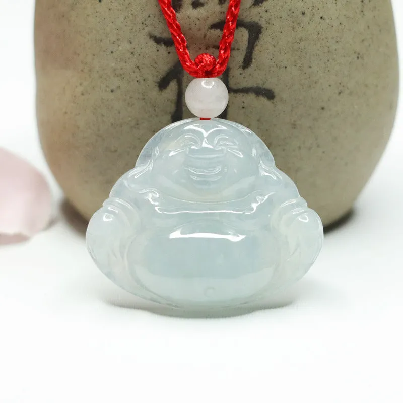 Maitreya Buddha Jade Jewelry Pendant with Sterling Silver Needle