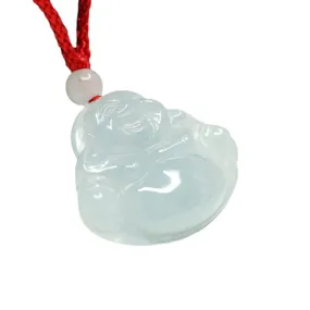 Maitreya Buddha Jade Jewelry Pendant with Sterling Silver Needle