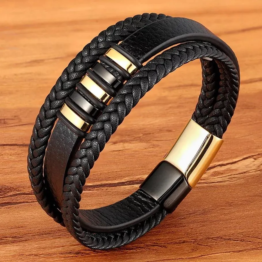 Men's Stainless Steel and Leather Bracelets