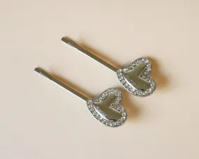 Metal Silver Heart Hair Pin