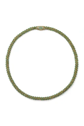 Micro Mexican Chain Necklace, Emerald