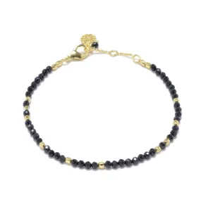 Milos Gemstone and Gold Bead Bracelet: Black Onyx