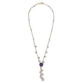 Mimi Milano Lavender Jade Pearl Rose Gold Necklace