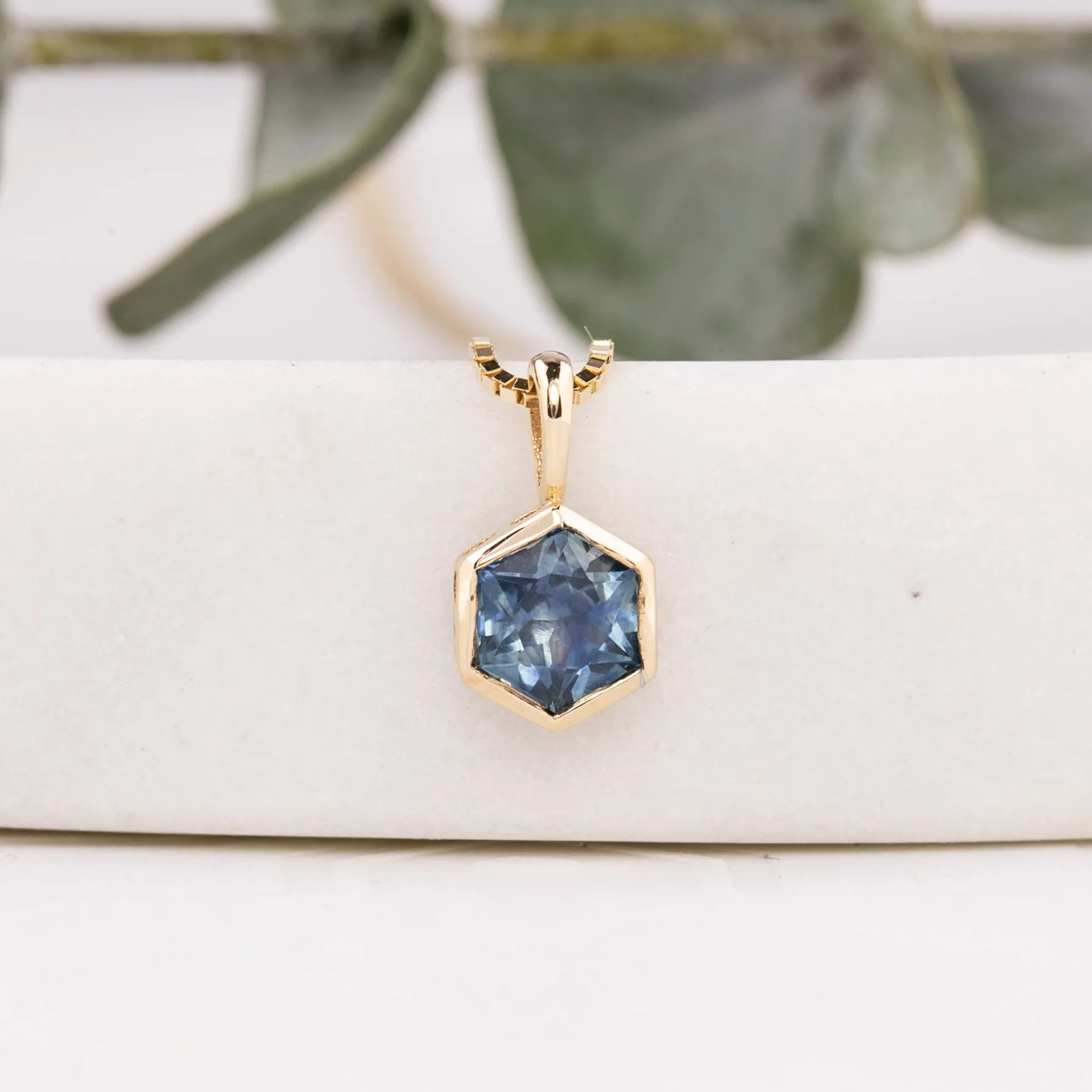 Montana Sapphire Patia Hexagon Necklace