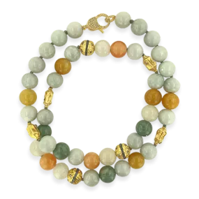 Multi-color Jade Bead Necklace