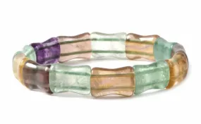 Multi-Colored Fluorite Gemstone Bamboo Bangle Bracelet