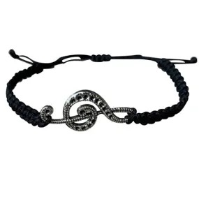 Music Rope Bracelet- Treble Clef Charm